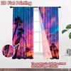 2D flat printing 2pcs Window Curtains Colorful Ferris Wheel Palm Trees Sunset Digital Printed Polyester Drapes Birthday Party