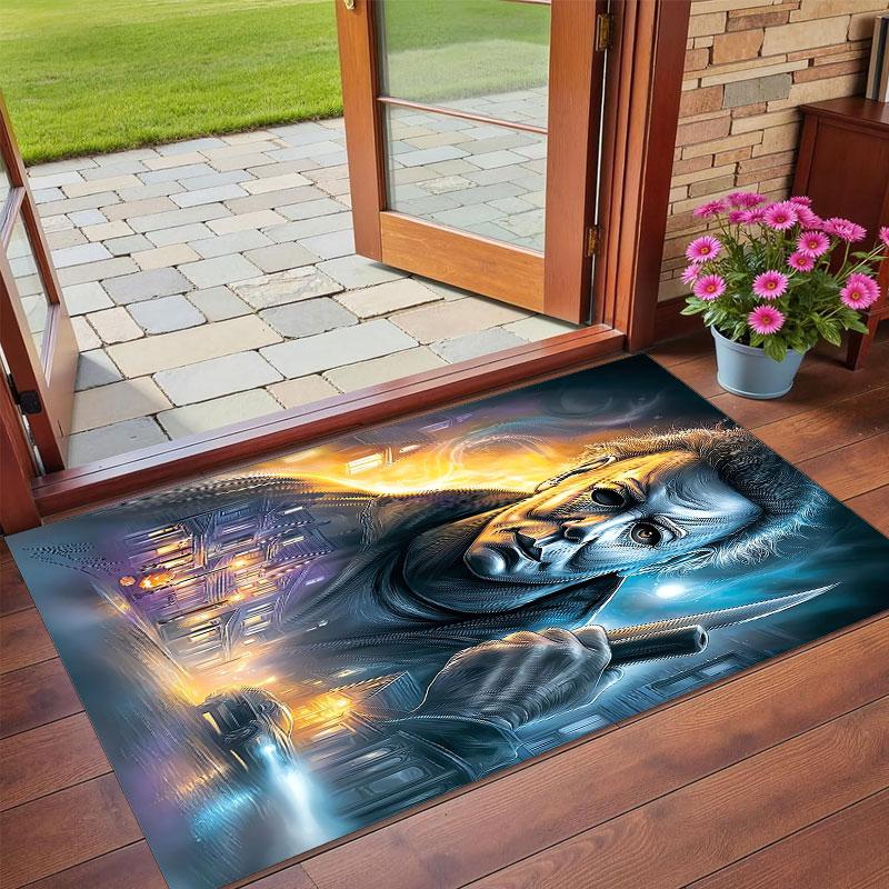 Crystal Velvet Rug Soft Non Slip Indoor Floor Mat Home DecorHalloween Michael Myers