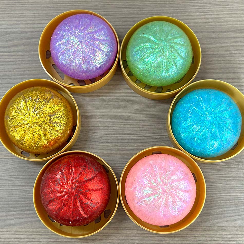 6 stili Squishy a forma di Raviolo Arcobaleno Gigante Morbido Giocattolo Sensoriale da Spremere Sollievo Ansia Fidget Sfera Antistress per ADHD Autismo