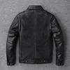 Classic 1930s Style Natural Goatskin Men's Leather Jacket Soft Slim Fit Real Skin Bomber Coat Men Clothes Spring