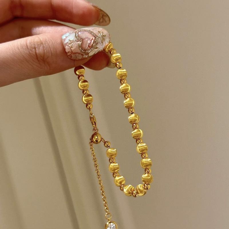 Cat S Eye Bead Pull Bracelet Flashing Small Light Bulb Car Flower Round Bead Jewelry Niche Design Sense