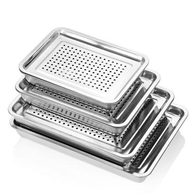Vassoio Rettangolare in Acciaio Inossidabile per Tazza da Tè Stile Giapponese Piatto Svuotamento Acqua Piatti Piatto Filtro Olio Padella da Cucina