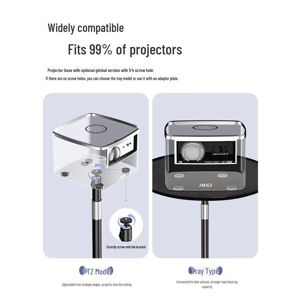 Dual-Use Projector and Phone Stand with Telescopic Adjustment, Punch-Free Tray for Home or Office.