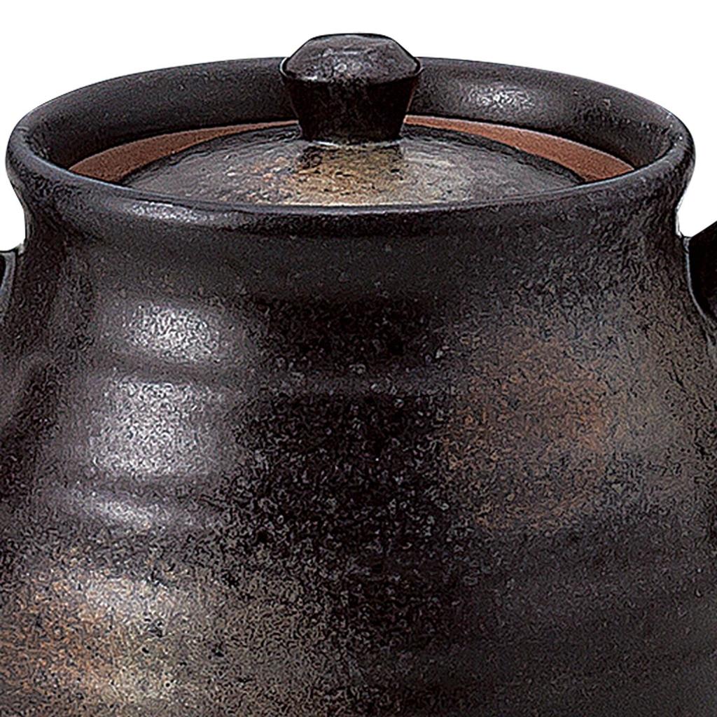 Soho Kiln Ceramic Pot, Black Bizen Blown (with Basket Mesh), 480cc, 482-26-463