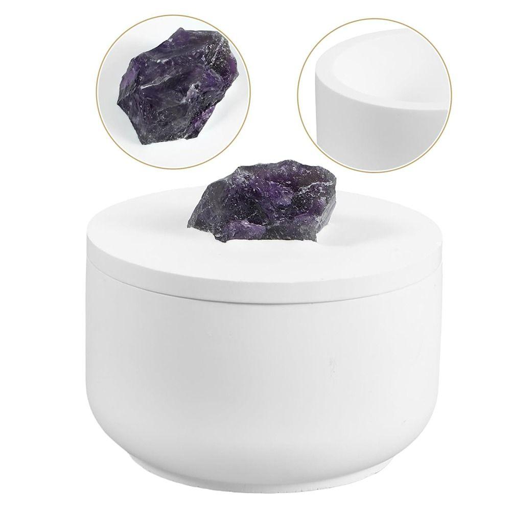 Creative Natural Crystal Round Gypsum Degaussing Bowl Jewelry Storage Container  Office Decor