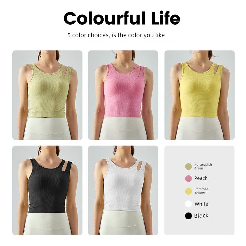 With Chest Pad New Arrival Rib Slim-Fit Yoga Wear Beauty Back Vest Running Sports Quick-Drying Workout Clothes Tops Women's Spring and Summer