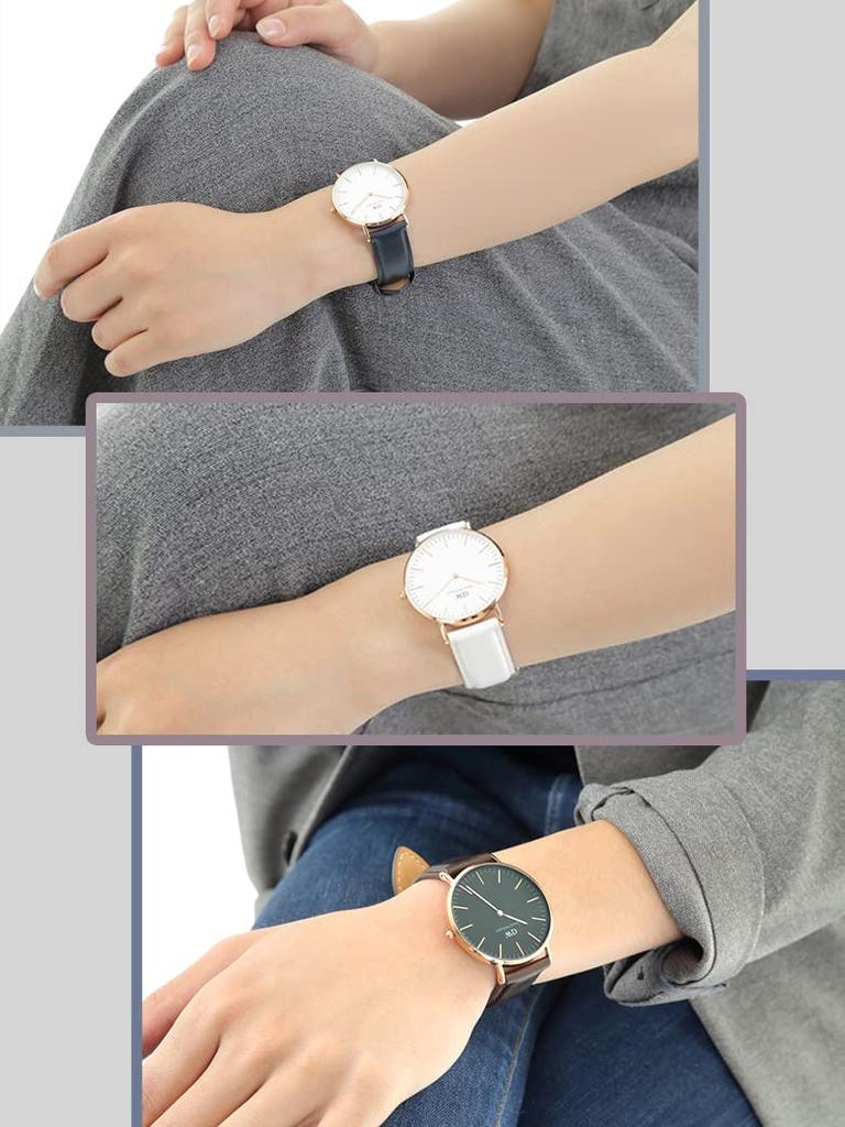 Calme Genuine Leather Watch Strap, DW Series Compatible Calf Leather Band, 14mm to 20mm, Replacement Instructions Included (20mm, Brown)