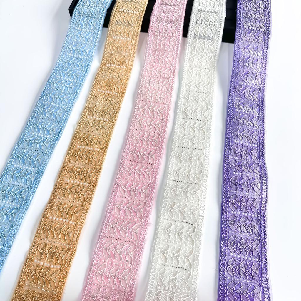 5.5Cm New Chinese Exotic Handmade Bead Embroidery Barcode Strand Diy Hanfu Cuff Accessories Edge Lace Accessories