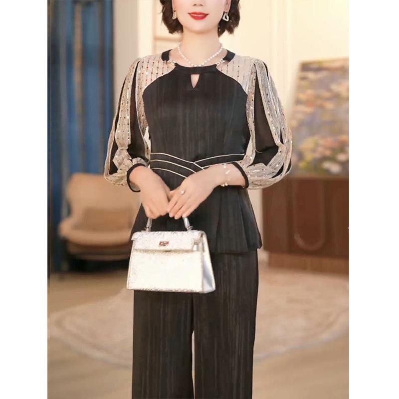 Women's 2025 High-End Spring-Autumn Slimming Two-Piece Set: Long Sleeve, Chic & Fashionable