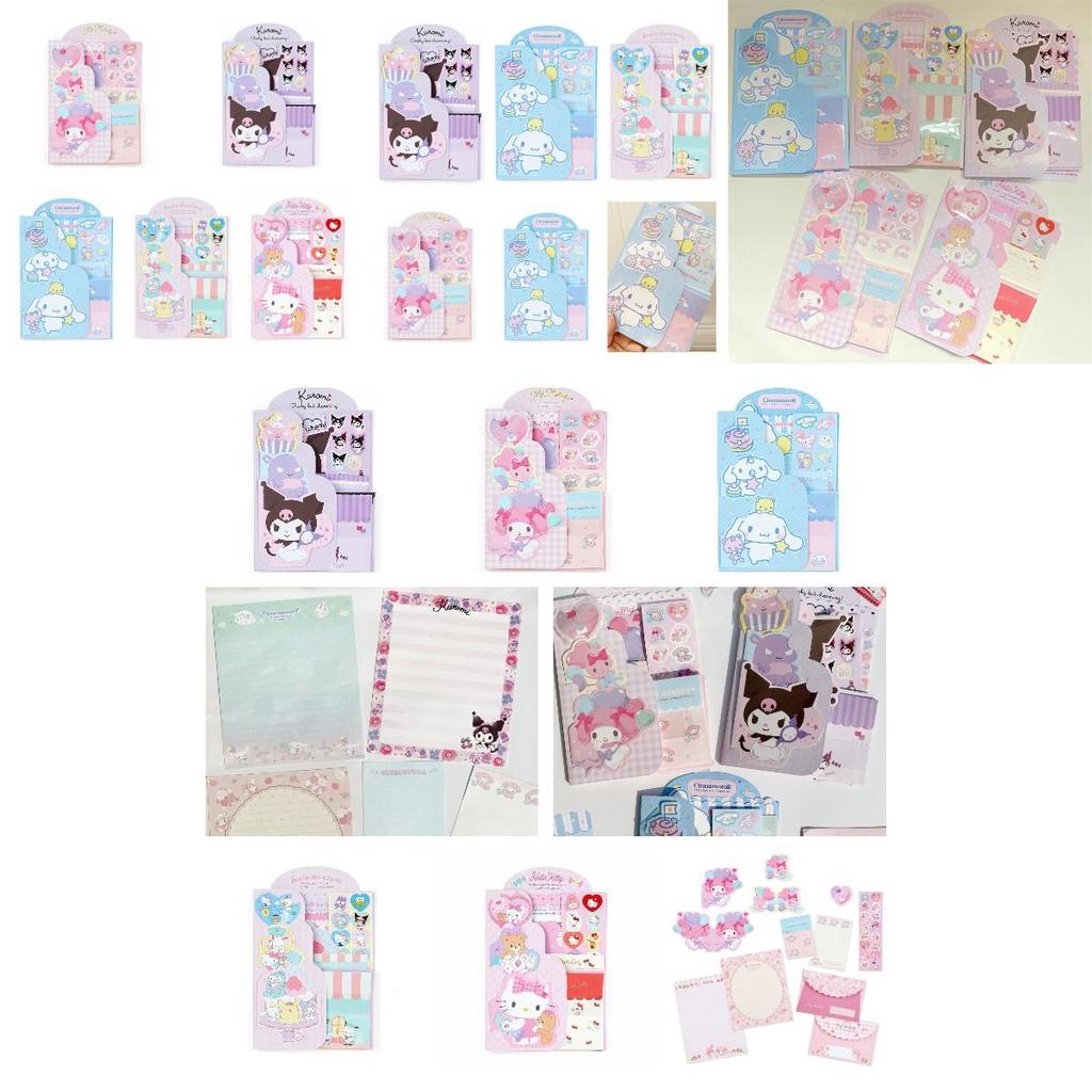 Cute And Fresh Cartoon Stationery Set Of 5 With Unique Envelopes And Sticky Notes