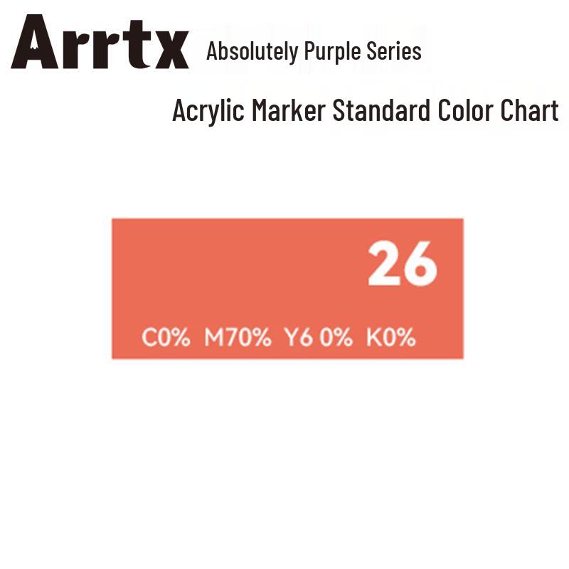 Arrtx Ataishi Akrylový marker s měkkým hrotem, Jeden kus, Absolutní fialová, Styl A/B, 30 barev, Voděodolný, Rychleschnoucí, Krycí.