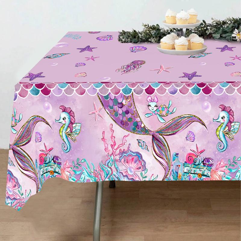 Mermaid Iridescence Plastic Tablecloths,Mermaid Laser Table Cloths for Girls Birthday Wedding Disco Mermaid Themed Party Decor