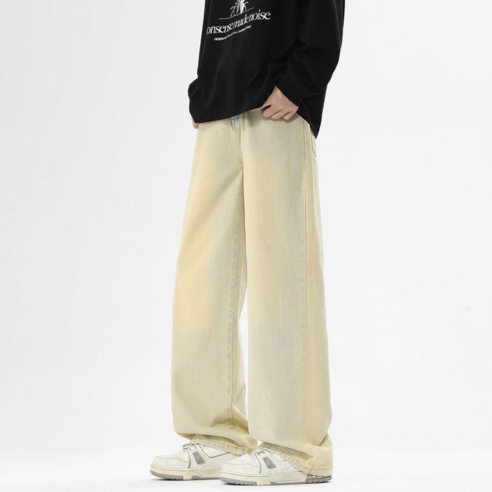 American High Street Trendy Brand Loose Straight Jeans Men's Four-season Trendy Versatile Wide-leg Drape Casual Trousers