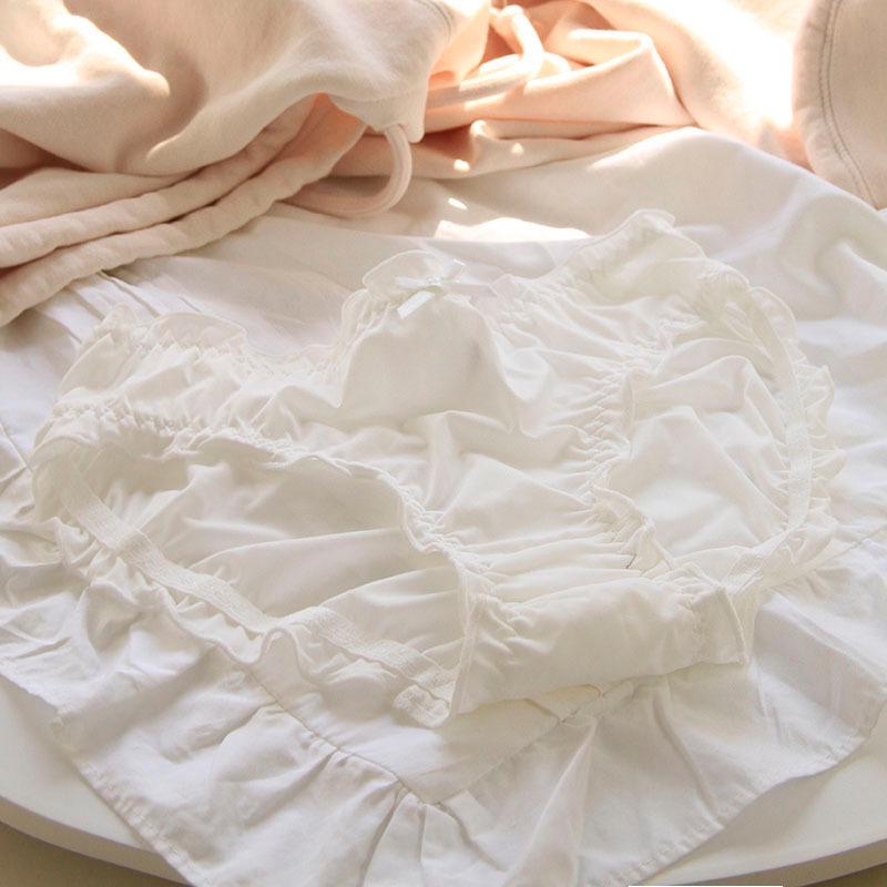 Süße japanische Stil Eis-Seide Dreiecksslips mit Rüschenkante und Baumwollzwickel für Damen