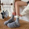 2025 Autumn Korean Style Women's Mid-Calf Socks - Embroidered Heart, Versatile Preppy Double-Layer Lace Ruffle Design