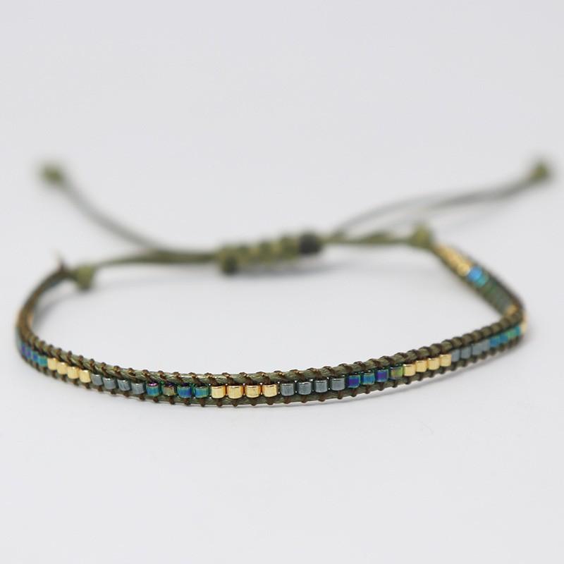 Fashion Minimalist Bohemian Vintage Bead Rainbow Handmade Woven Couple Bracelet