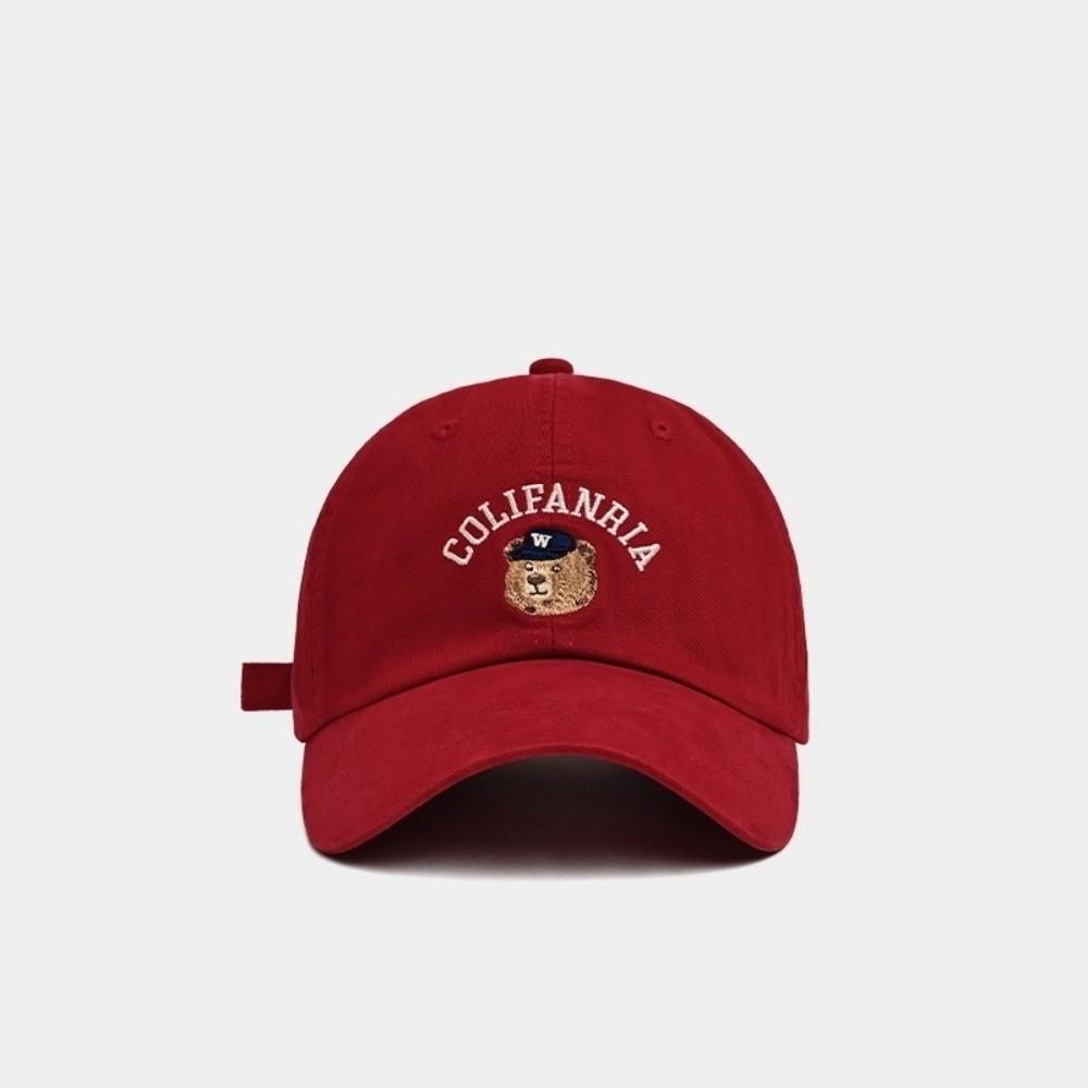 Korean Men Women Baseball Cap Solid Color Snapback Hat Casual Bear Embroidery Cap  Teenagers