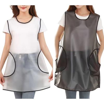 Waterproof TPU Apron Oil-proof Stain-proof Dishwashing Cleaning Apron with Pocket Adjustable Long-sleeved Apron Household