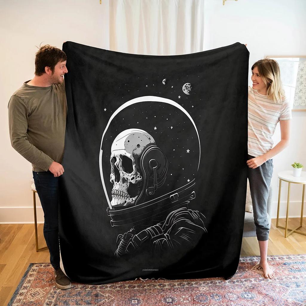 Astronaut Flannel Throw Blanket Out Space Galaxy Star Moon Blanket Comfortable Warm Lightweight for Bed Couch Sofa Decoration