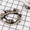 Women Silver Multi-layer Elastic Bangle Beaded Bracelet Boho