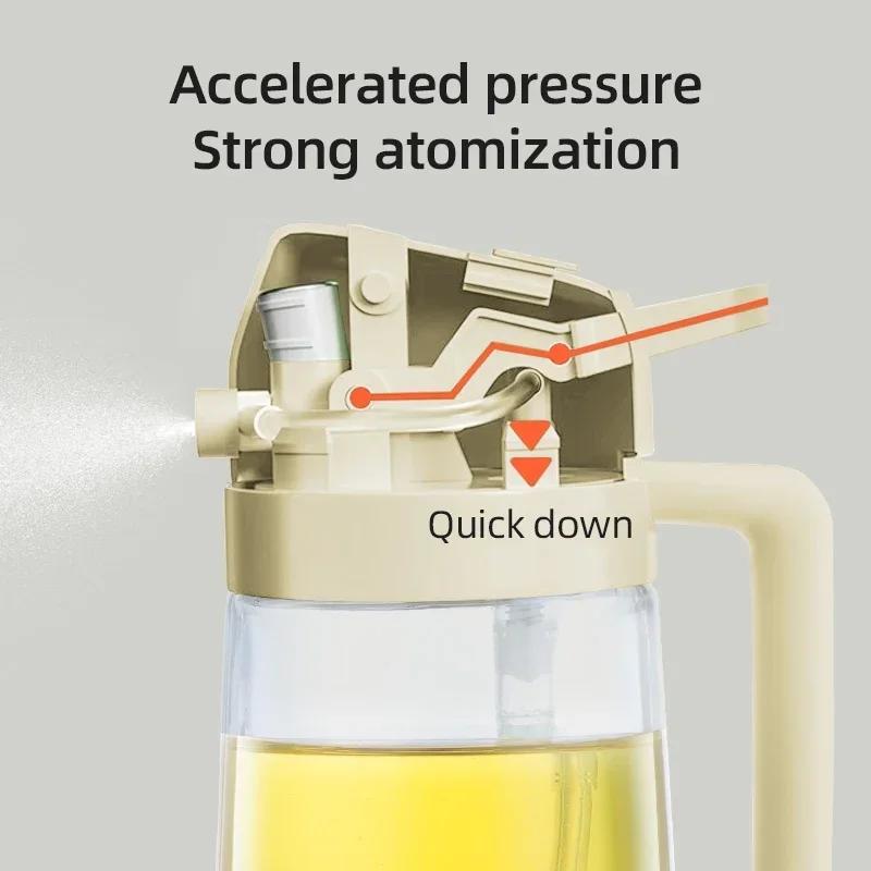 Oil Spray Pot 2-in-1 Plastic Household Kitchen Oil Bottle Nebulizing Mist Filling Cooking Oil Spray Pot Dual Use Camping