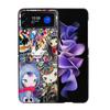K-KikuoS Art Cute Phone Case For Samsung Z Flip 7 6 5G Galaxy Z Flip4 Z Flip5 Z Flip3 Coque Black Hard PC Shell Protective Cover