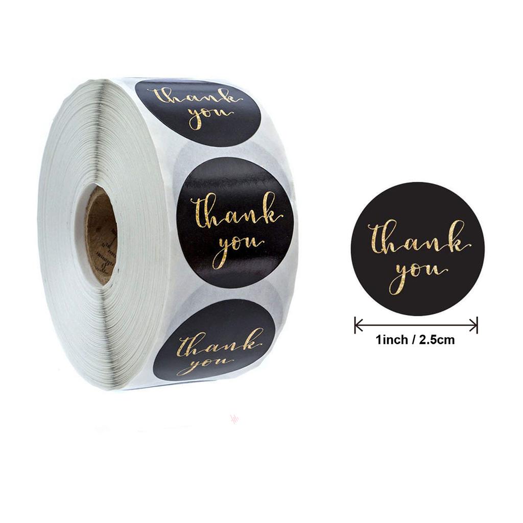 Black Label Stickers Foil Thank You Stickers 1'' 500pcs Taste Business Order Home Hand Made Labels Wedding Envelope Seals