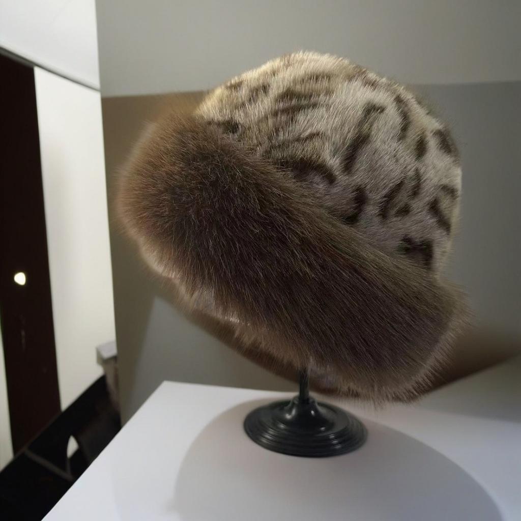 Korean Version, Leopard Print, Plush Fisherman Hat, Female, Autumn and Winter New Style, Small Face, Ear Protection Hat, Thick and Warm, Faux Fur Hat