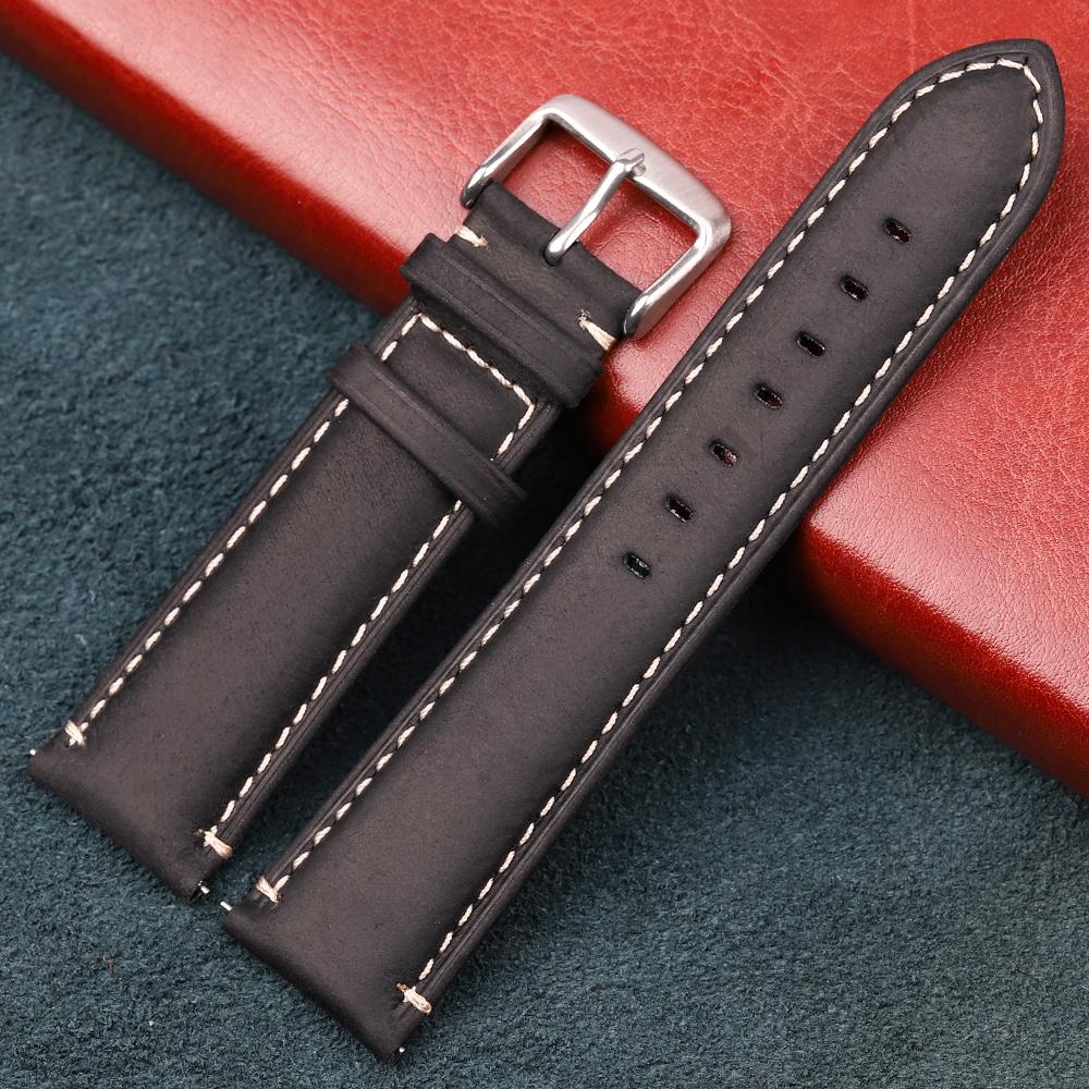 Cinturino Orologio in Vera Pelle di Vacchetta Opaca 20mm 22mm Cinturino a Rilascio Rapido con Fibbia in Acciaio Inossidabile Caffè Nero Verde Rosso