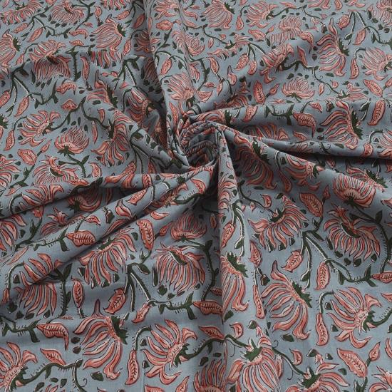 

5 Yards Cotton Fabric Indian Voil Fabric Suitable For Crafting & stiching Hand Block Floral Printed Fabric