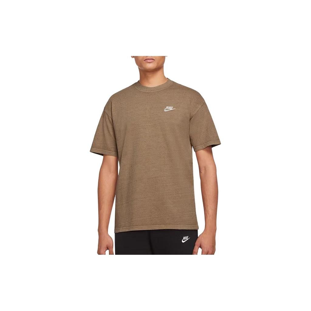Nike Solid Color Crew Neck Logo Print Short Sleeve T-Shirt Men Tops Brown BV0627-258