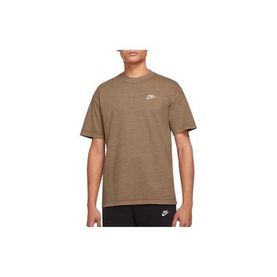 Ensfarget Crew Neck Logotrykk Kort Ermet T-skjorte Herre Topper Brun BV0627-258