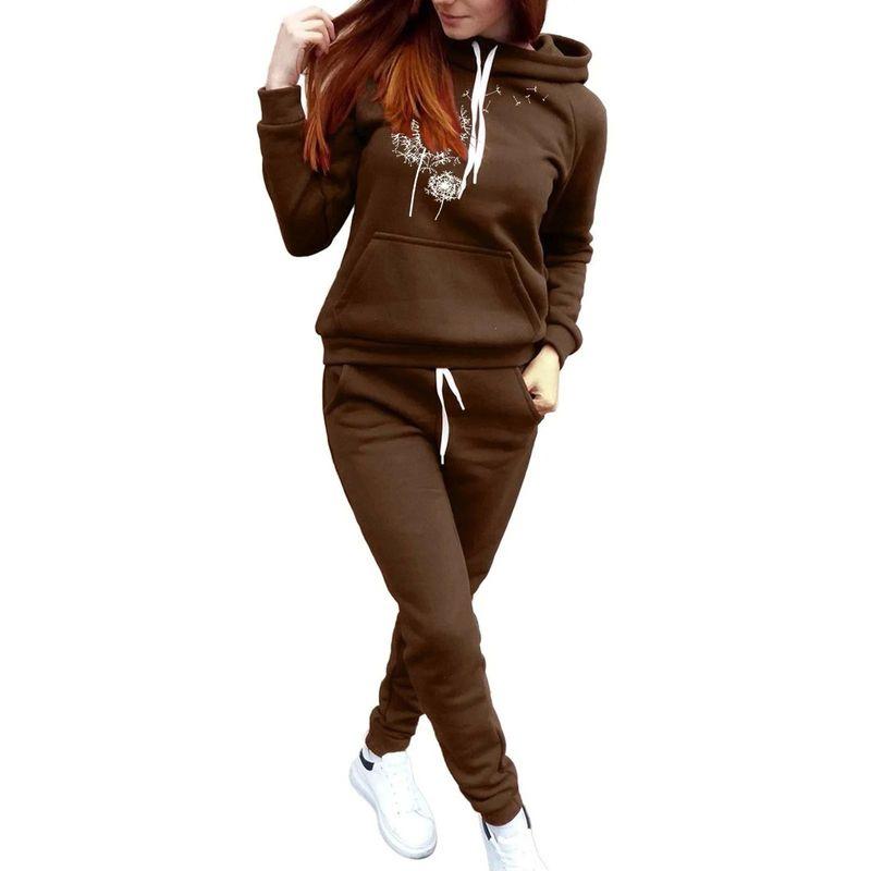 

3D Printed Hoodie and Pants Set 3D Print Long Sleeves Hooded Sweatshirt Pants Suit Coffee-A S