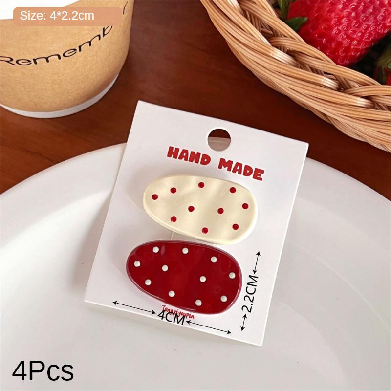 4Pcs Retro Polka Dot Bow Hair Clip  Versatile Hair Accessories For Girls