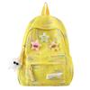 Autumn New Simple Lightweight Student Backpack Junior/high School Girl Schoolbag Cute Sweet Embroidery Striped Travel Book Bags with Cartoon Pendant