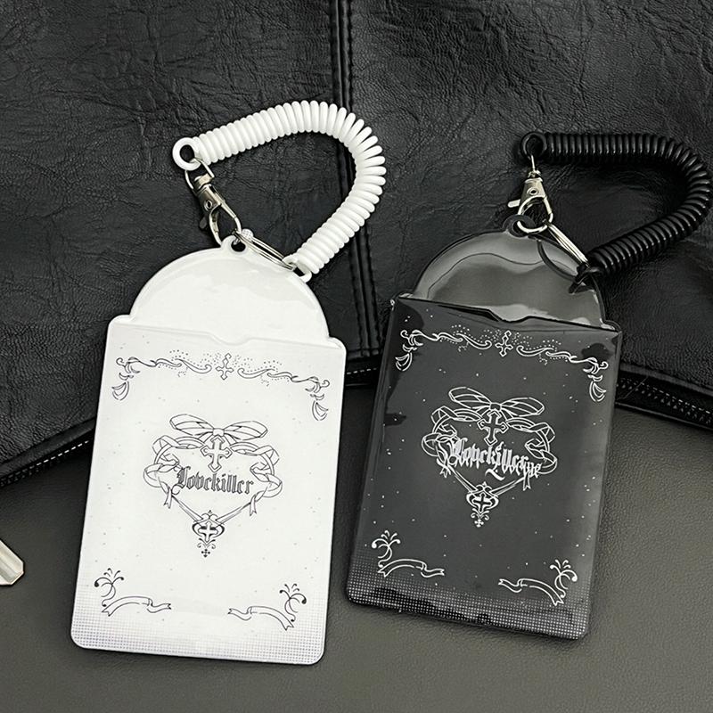 1Pcs Cross Small Card Storage Holder Student Bus Card Kpop Photocard Cover Protective Photo Case Pendant Y2K ID Card Holder