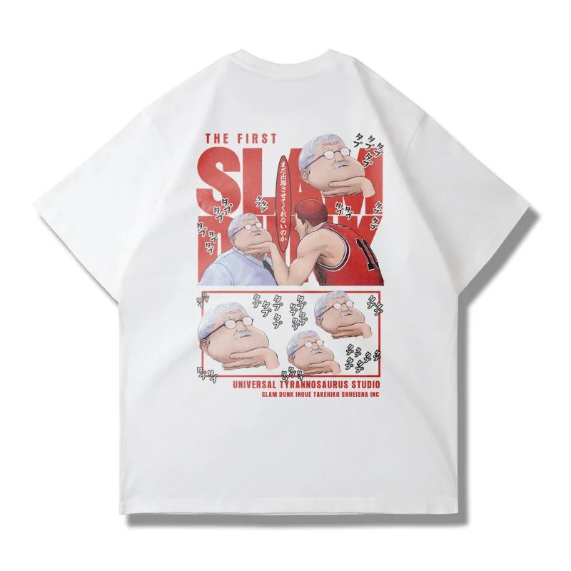 

Japanese anime Slam Dunk Master Big movie Blockbuster Short sleeve T-shirt Summer loose 100% cotton Sakura Ikebana S