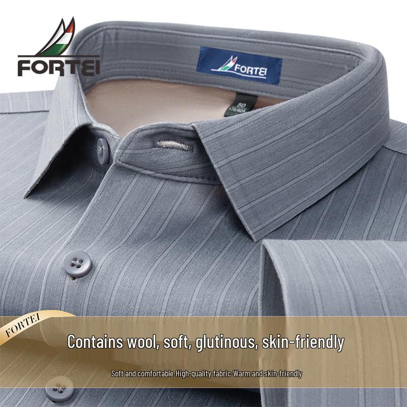 Men s Merino Wool Blend Brushed Long-Sleeve Shirt 52