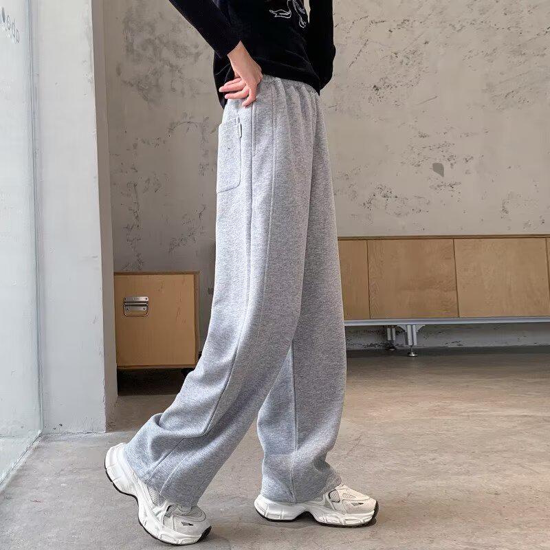 2024 Girls' Sweatpants: Velvet, Wide-Leg, Casual Sportswear for Spring & Autumn