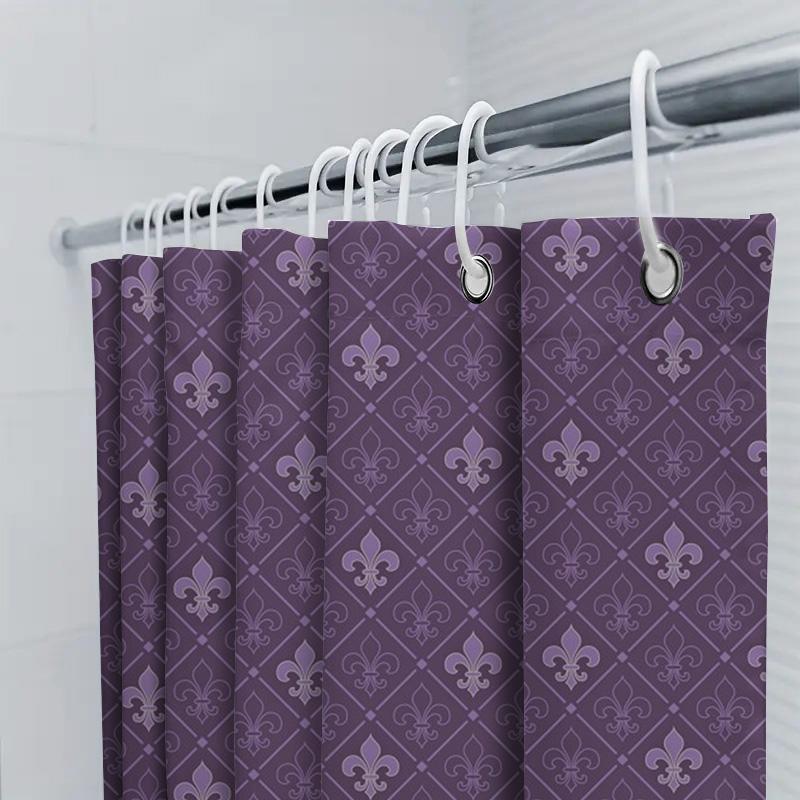 Vintage Purple Shower Curtain with Classic Fleur-de-lis Pattern Perfect for Bathroom Decor