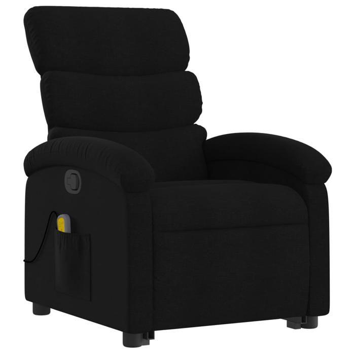 VidaXL Fauteuil de massage inclinable Noir Tissu, fauteuil inclinable élévateur, fauteuil inclinable pour personnes âgées, 3203992