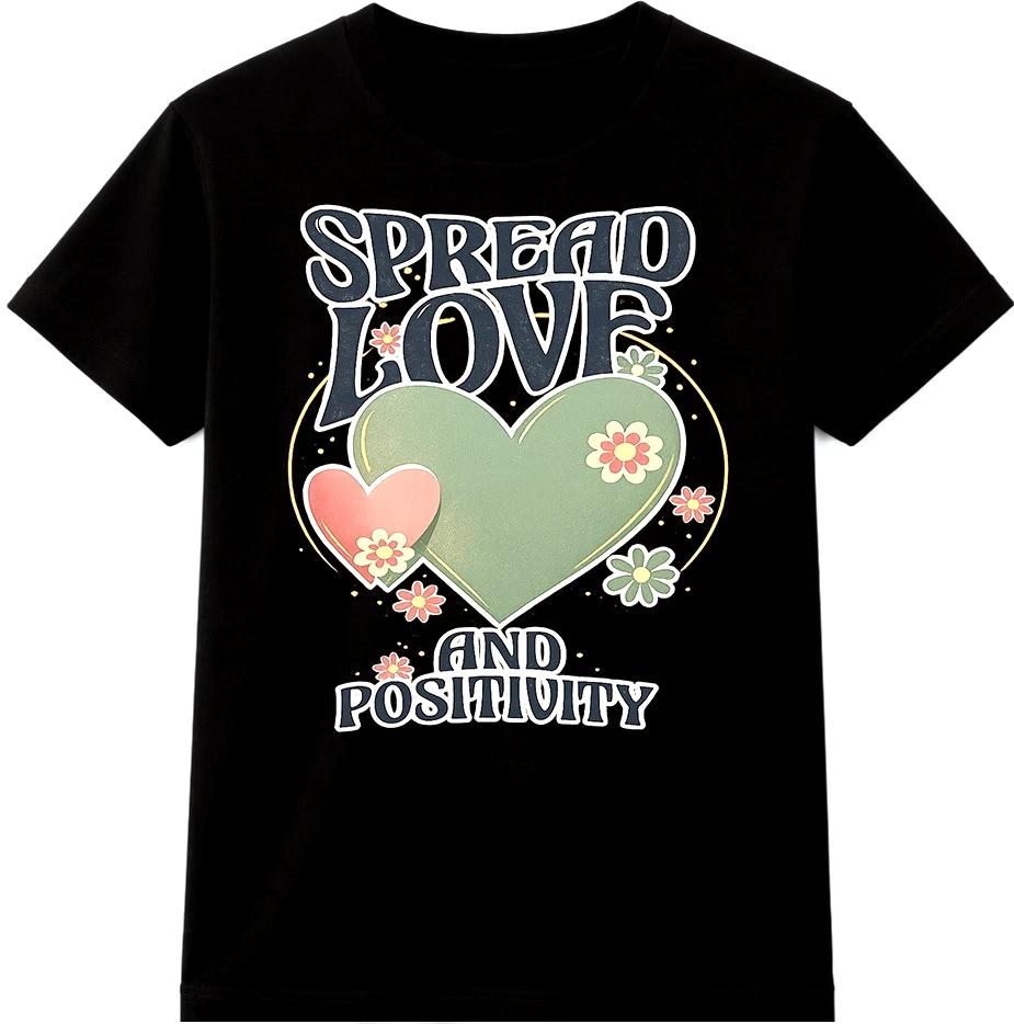 Inspirational T Shirt Spread Love Positivity Quote Graphic Tee Casual Top XXXL