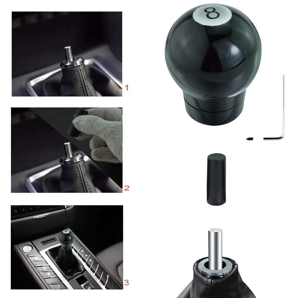 Lunsom Shift Aluminum Gear Shift Compatible with Automatic and Manual Black 8-Ball Knob, Lever, Cars,