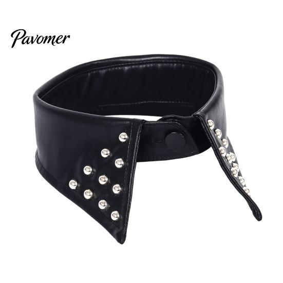 Stylish Pointed Lapel Collar Punk Style PU Leather Fake Collar, Detachable Studded for Women, Rock Faux Rivet Choker Necklace, Adjustable Cool