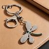 Simple Style Pendant Bag Rhinestones Dragonfly Charm Zinc Alloy Keychain Sweet Girl Electroplated Finish Easy Hang Lobster Clasp Key Holder Durable