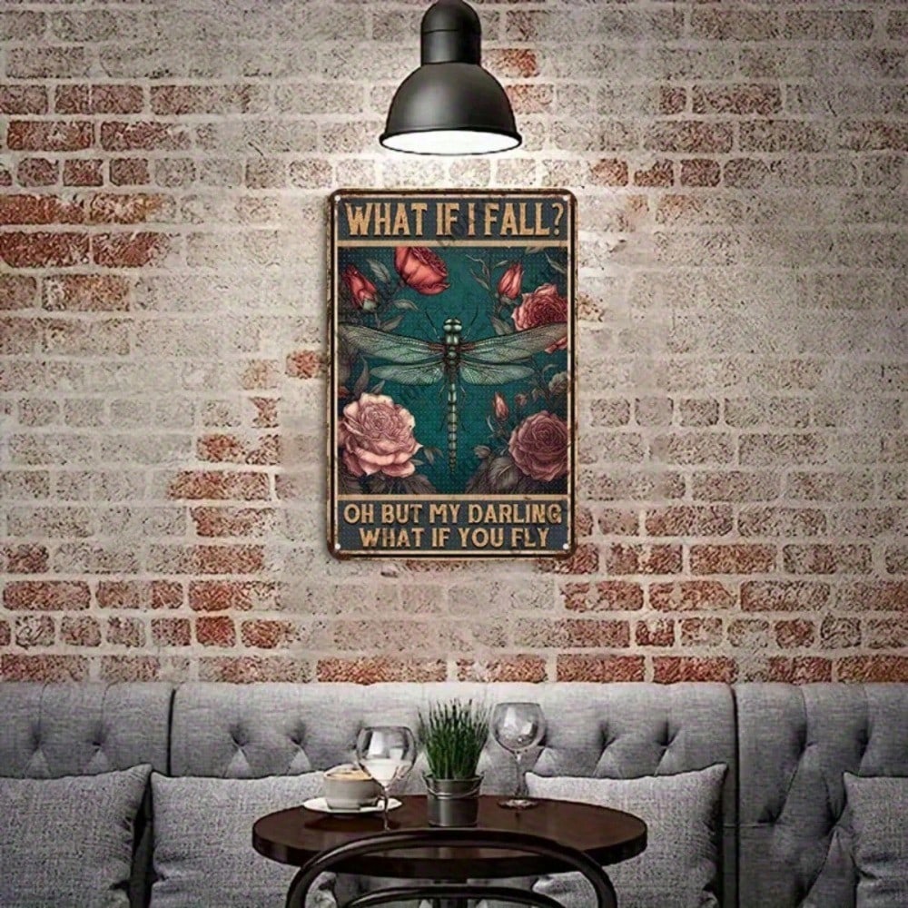Dragonfly Metal Tin Sign Motivational Wall Decor Vintage Rustic