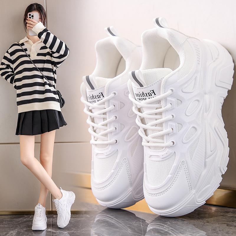 2025 spring and autumn new breathable dad shoes children's Korean version black sports and leisure shoes women's platform running women's shoes
