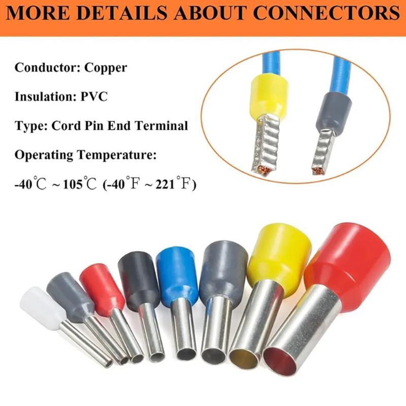 

400Pcs Tube Type Terminal Set VE Tube Type Wiring Terminal Combination Box Cold Pressed Wiring Terminal