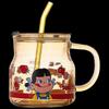 HDST Kids' Heat-Resistant Glass Milk Straw Cup with Lid