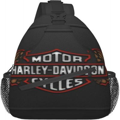 AU1709 Harley Davidson Sling Bag Mens Crossbody Chest Bag with Bottle Holder Casual Crossbody Bag for Sports Travel Hiking Cycling